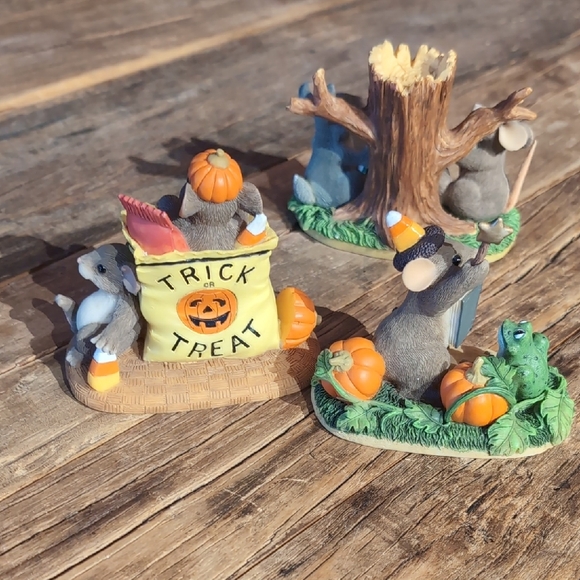 Fitz and Floyd Charming Tails Halloween Mouse Figurine Set - Brown and Orange - Picture 8 of 8